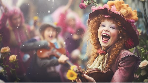 Red Haired Woman in Victorian Times Playing the Violin